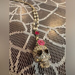 Betsey Johnson skull necklace.